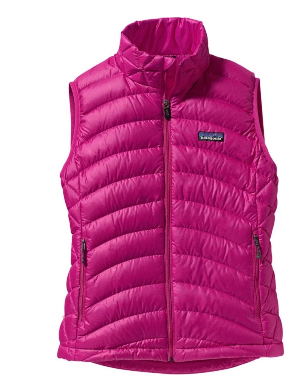 Patagonia Goose Down Sweater Vest Bright Pink Full Zip With Pockets Size L